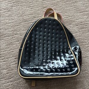 Arcadia Black and Tan Genuine Patent Leather Backpack Made In Italy